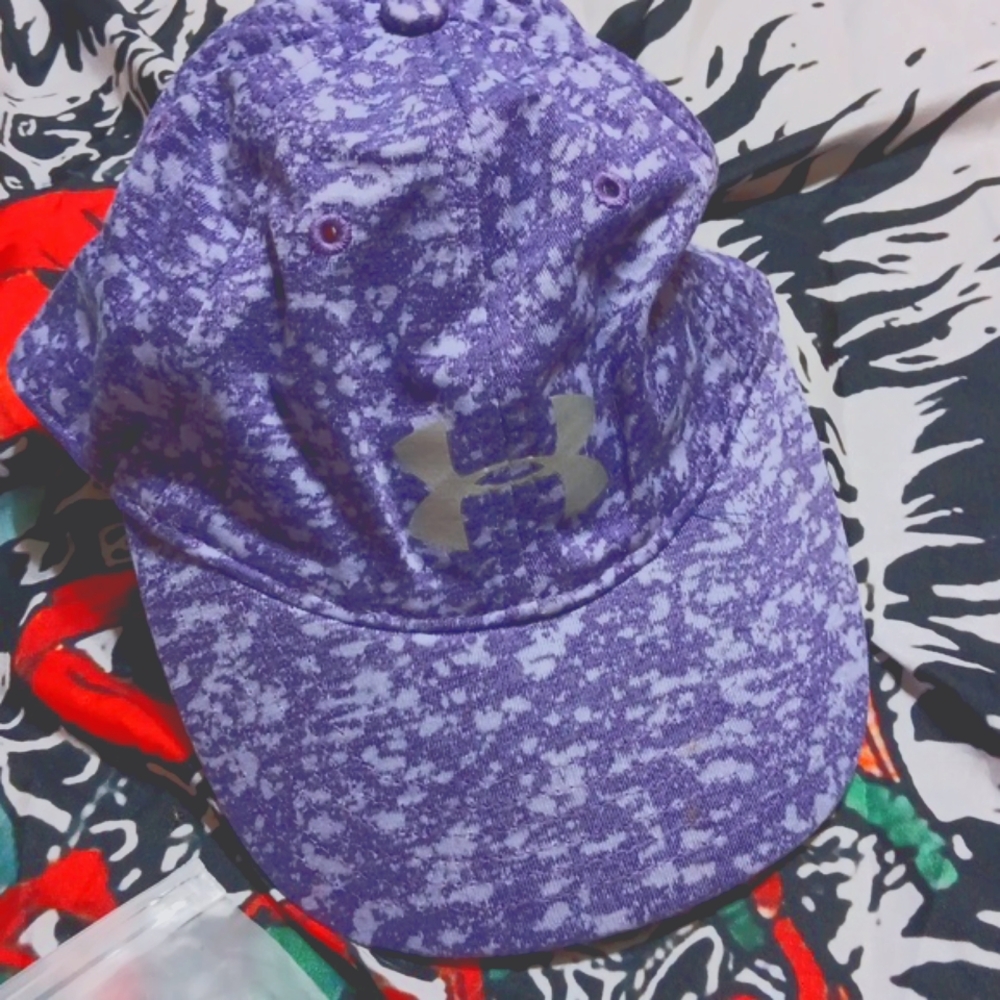 Purple Under Armour women's hat heat gear